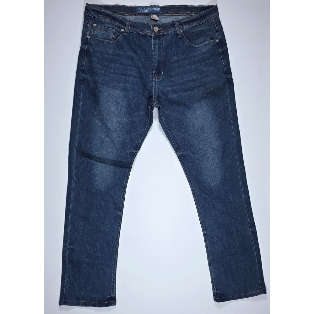 Huntington Beach Club Mens Dark Wash Straight Leg Jeans Blue 38x32 Stretch